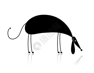 用来设计你设计的有趣的黑色狗小黑狗的轮廓犬类草图小狗快乐绘画插图尾巴动物电脑幸福设计图片