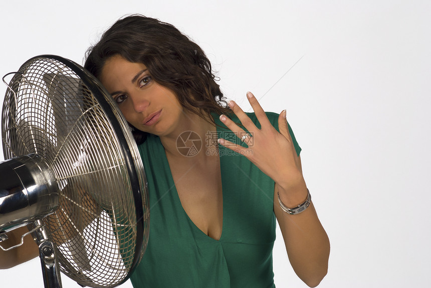 热暑夏女性长发微风器具冷却痛苦热浪空气扇子电风扇图片