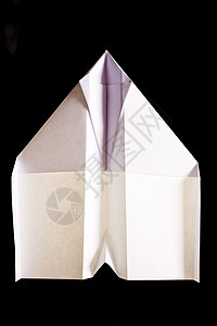纸平面飞机白色传单玩具豁免折纸折叠黑与白背景飞行背景图片