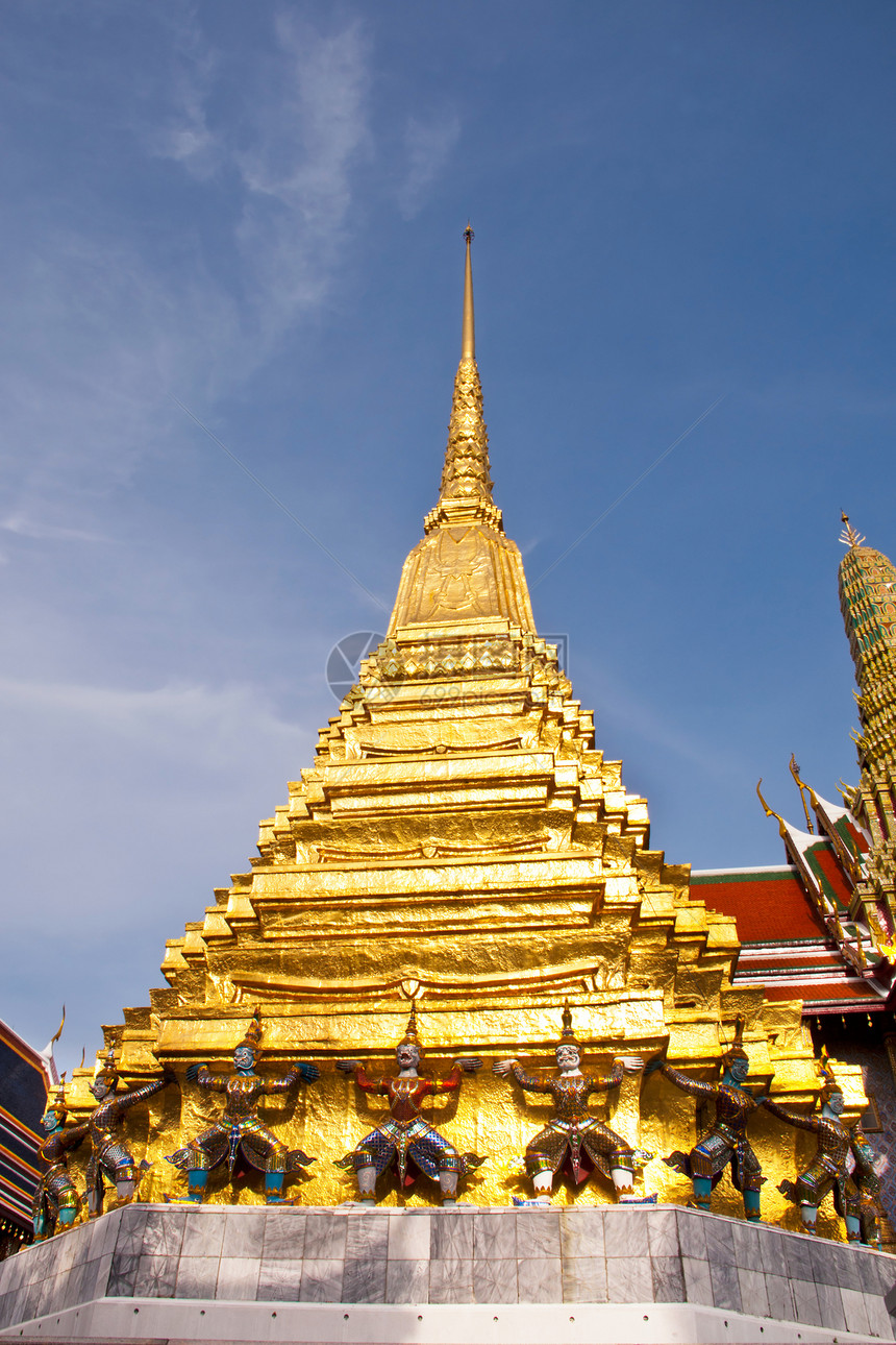泰国曼谷大宫佛塔寺庙旅行恶魔异国奢华建筑学游客情调上帝图片