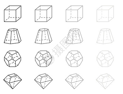 几何图形插图立方体四边形教育石板菱形金字塔科学大学课堂几何学高清图片素材