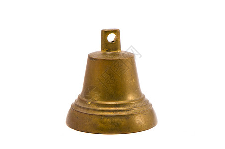 孤立的旧黄铜铃背景图片