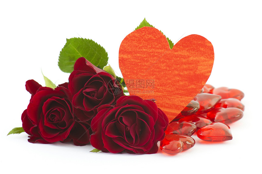 红玫瑰和红心母亲手势花束热情植物手工展示周年香味妈妈图片