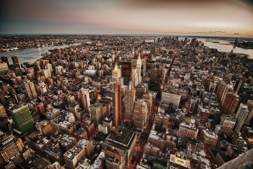 纽约天际之夜刮刀办公室风景正方形日落码头帝国公寓明信片建筑学图片