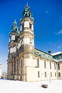 波兰西里西亚Krzeszow朝圣教堂旅行风格外观位置景点历史性大教堂世界建筑学教堂东欧洲高清图片素材