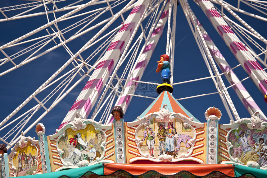 摩轮轮公司旋转木马游乐园游乐场迂回摩天轮巨轮车轮娱乐蓝色图片
