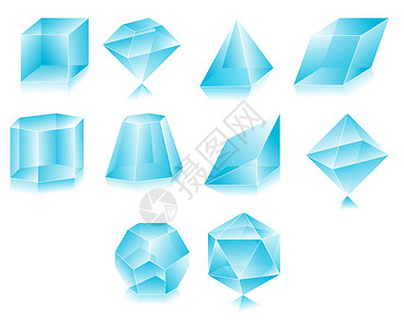 糊状3D 形状珠宝钻石反射三角形剪贴石头正方形金字塔玻璃面体设计图片