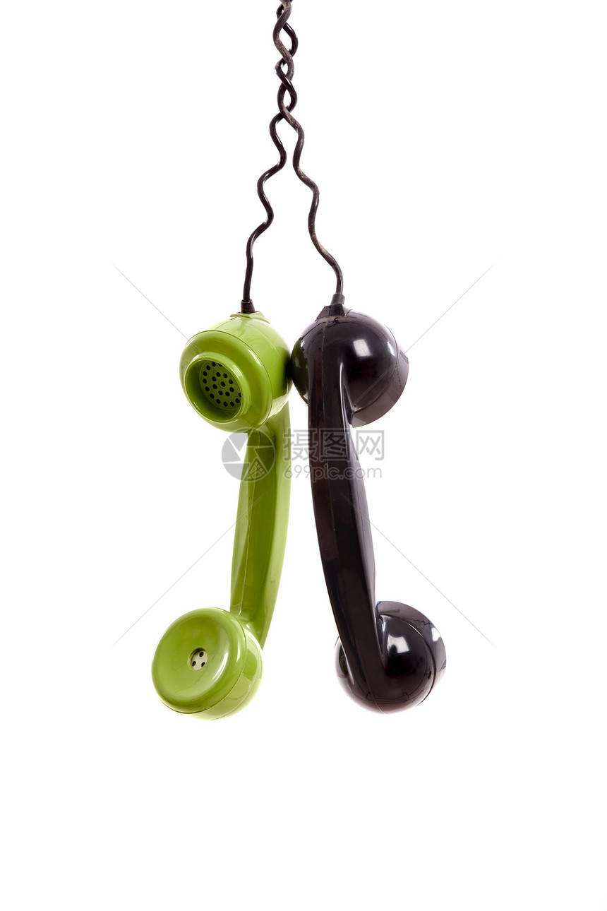 通用电话耳机古董乡愁讲话黑色怀旧绳索拨号电讯白色技术图片