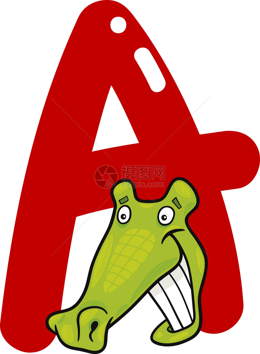 A 用于鳄鱼游戏幼儿园学校插图语言字母班级教学漫画动物群图片
