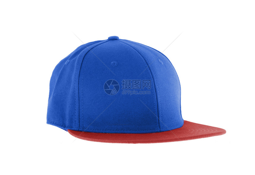 蓝色和红色棒球帽隔离头盔衣服太阳帽子闲暇白色纺织品空白水平棒球图片