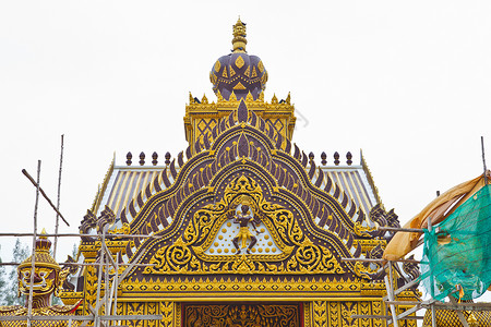 陈列的未建筑寺庙屋顶装饰蓝色佛法建造旅行文化对角线建设边缘宗教地标背景图片