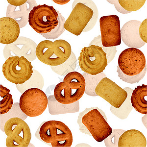 饼干纹理丹麦黄油饼干 - 无缝矢量纹理插画