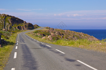 窄路道路海岸风景岩石游览旅游海洋单行道路线全景高清图片