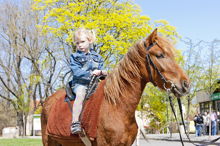 骑马的小女孩背景图片