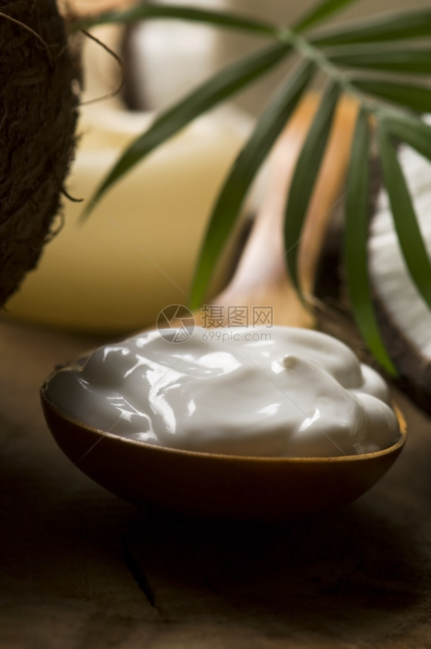 椰子和椰子油化妆品竹子福利洁净疗法中心水疗平衡坚果美容图片