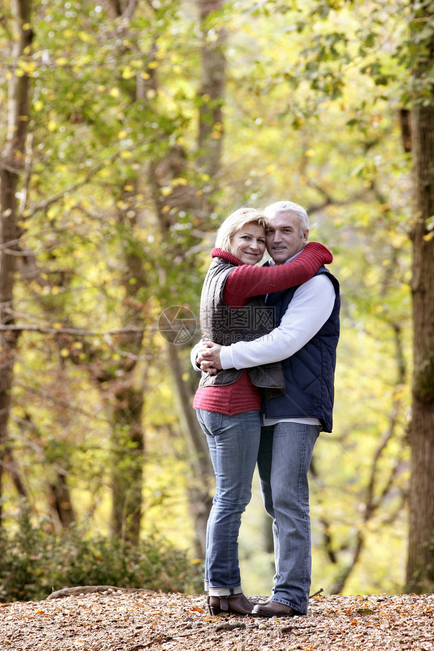 夫妻在树林中拥抱图片