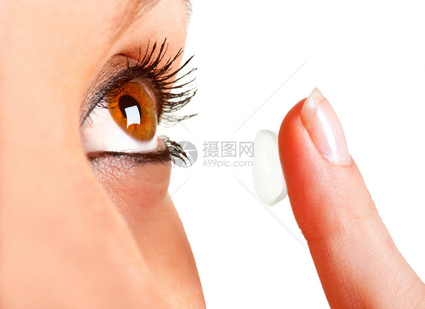 联系人透镜睫毛镜片女士近视护理推杆验光师手指眼睛女性图片
