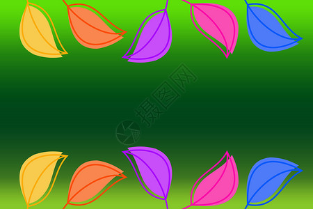 树叶季节装饰绘画植物收藏边界风格叶子插图背景图片