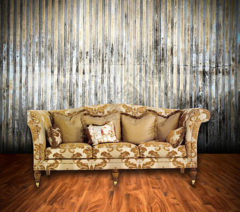 带有经典沙发的内地土房插图装潢装饰座位风格皮革房间木头奢华家具背景图片