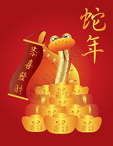 中国新年金蛇插图Name背景图片