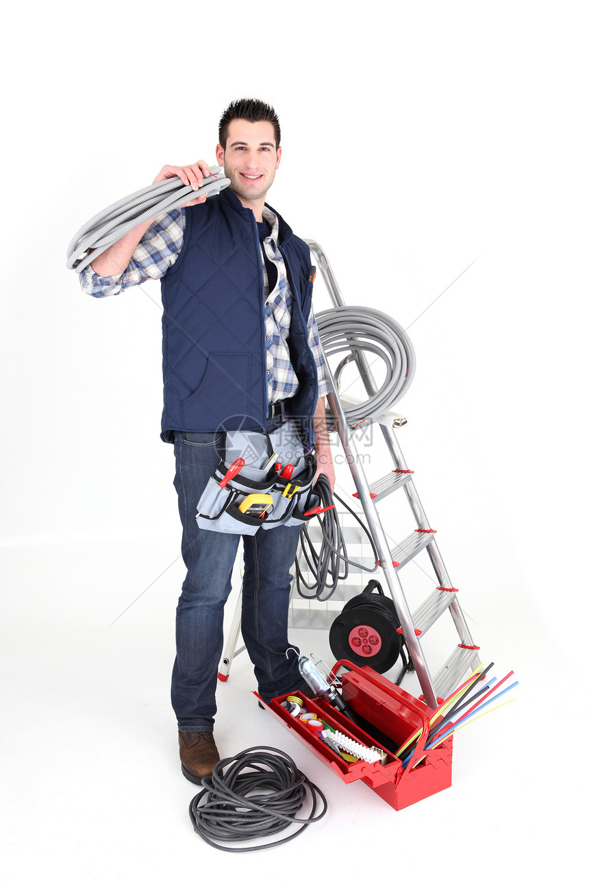 电工的肖像制造业企业电缆劳动修理工建造维修职员微笑职业图片