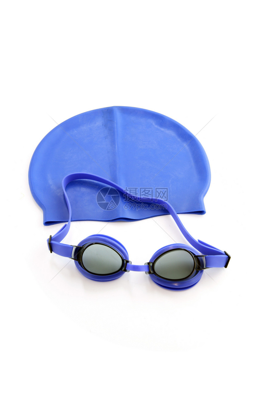 蓝泳帽和护目镜图片