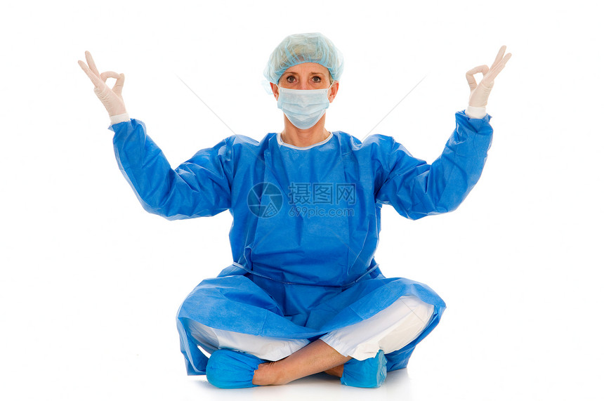 女性外科医生做瑜伽工作药品职业女士手套大衣医疗工作服专注手术图片