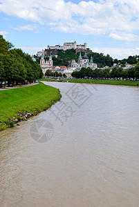 奥地利萨尔茨堡历史性堡垒中心历史建筑学旅行城堡背景图片
