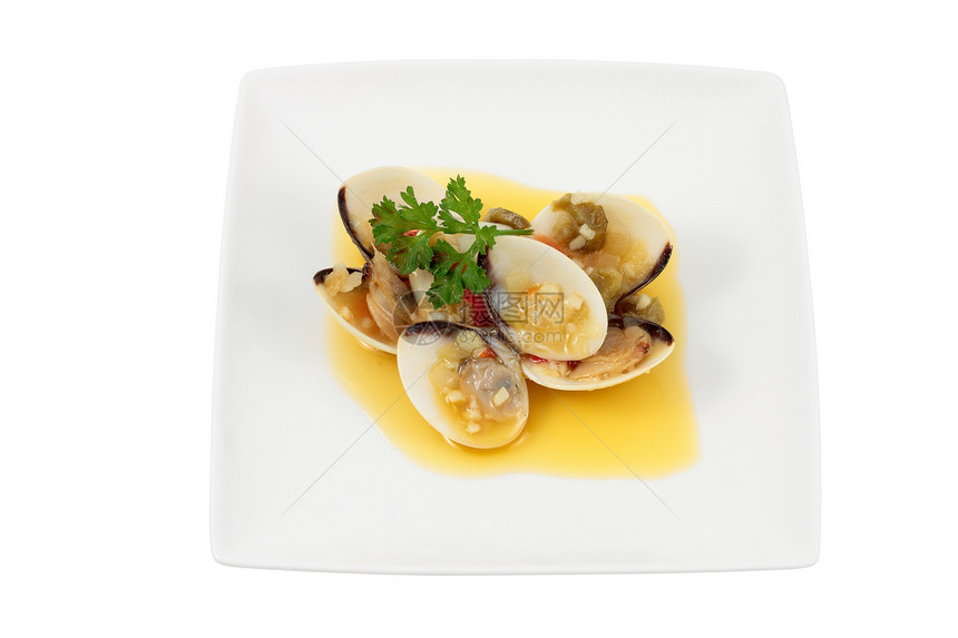 蛤餐厅蛤蜊饮食盘子宏观美食玻璃海鲜食物香菜图片