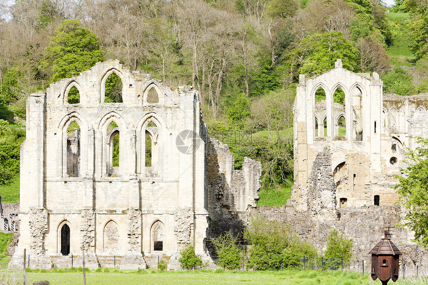 英国北约克郡Rievaulx修道院废墟教会历史性建筑世界历史位置旅行景点外观建筑学图片