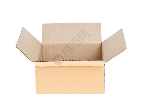 在白色背景上隔离的开张折叠纸板盒案件包装棕色贮存运输邮政礼物瓦楞纸盒船运背景图片