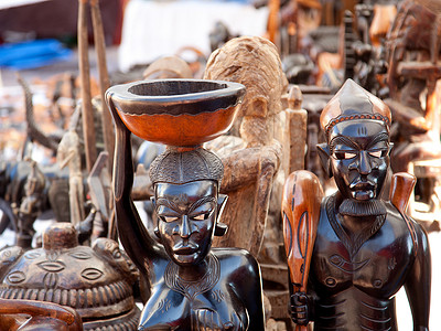 非洲手工艺的黑木雕刻数字装饰风格高清图片素材