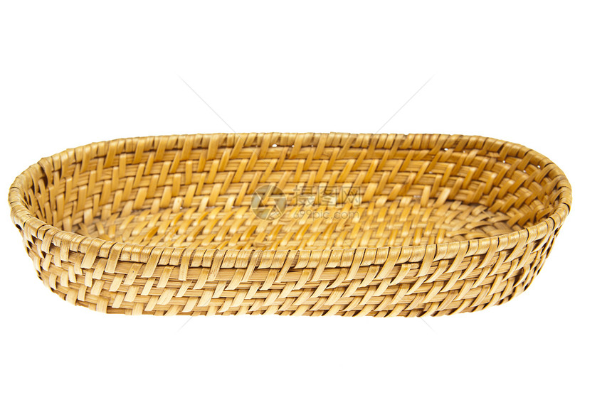 白背景孤立的Wicker篮子尺寸柳条野餐荆棘盒子胸部棕色白色午餐圆形图片