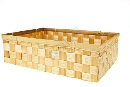 盒子尺寸在白色背景中孤立的 Wicker 盒棕色工艺午餐辫子正方形尺寸荆棘食物野餐柳条背景