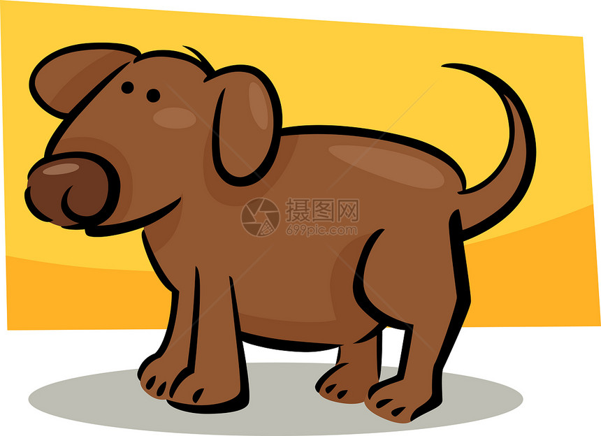 狗狗的卡通涂鸦棕色漫画绘画宠物卡通片剪贴小狗插图吉祥物草图图片