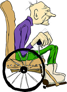 老人护理老头领班疾病故乡护理椅子衰老车轮药品阳痿人士插画