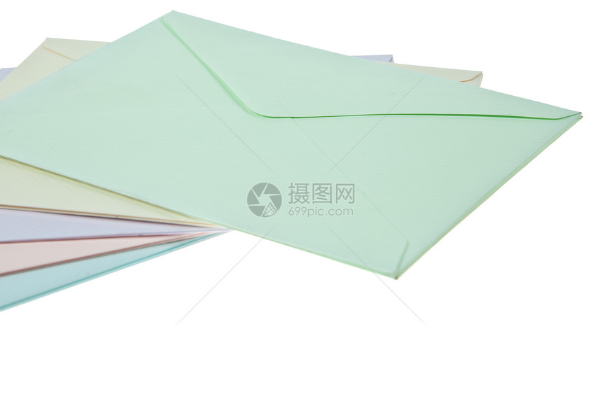 彩色信封礼物绿色螺旋作品蓝色白色邀请函写作邮件粉色图片