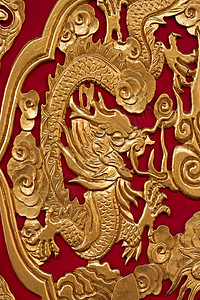 金黄中国龙金属金子文化建筑木头青铜皇帝建筑学装饰品神社背景图片