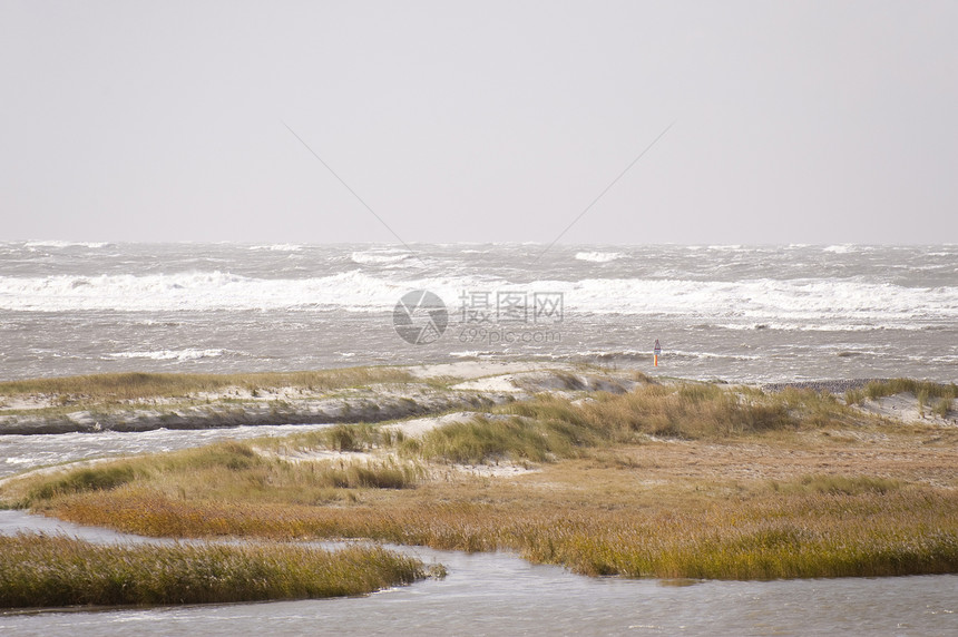 暴风暴洪水沙丘泥滩暴风雨海浪灯光波浪冲浪地平线海岸断路器图片