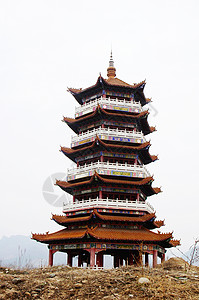 中国古代古法塔文化建筑学荒野反射地标旅游寺庙历史性公园艺术背景图片