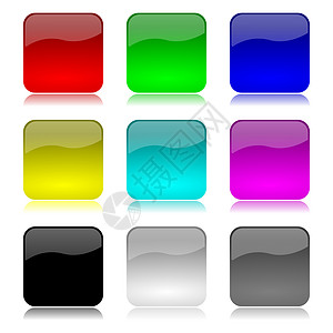 彩色应用程序按钮集插图手机反射横幅标签收藏塑料互联网界面徽章背景图片