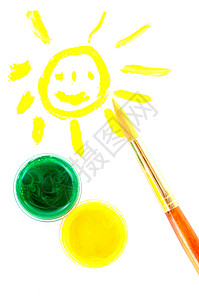 太阳 油漆和刷子水粉高清图片素材