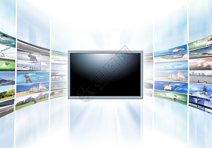电视界面平板屏幕电视播送收藏顺序网络广播电脑蓝色监视器渠道数据背景