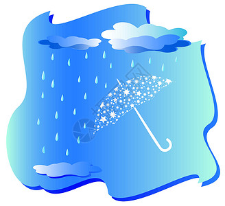 雨和雨伞-矢量背景图片