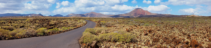 加那利群岛兰萨罗特公路晴天运输全景旅行发动机路线爬坡地球火山沙漠图片
