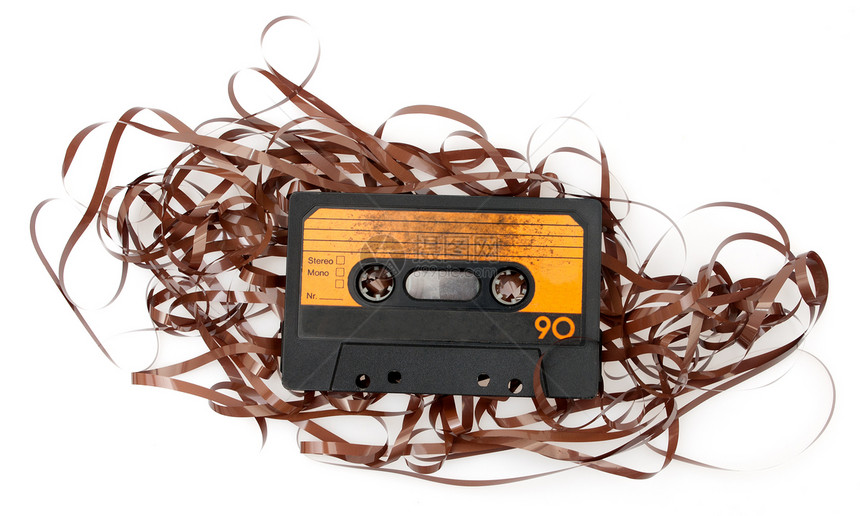 Retro 音频盒录磁带音乐记录音响白色立体声卷轴塑料图片