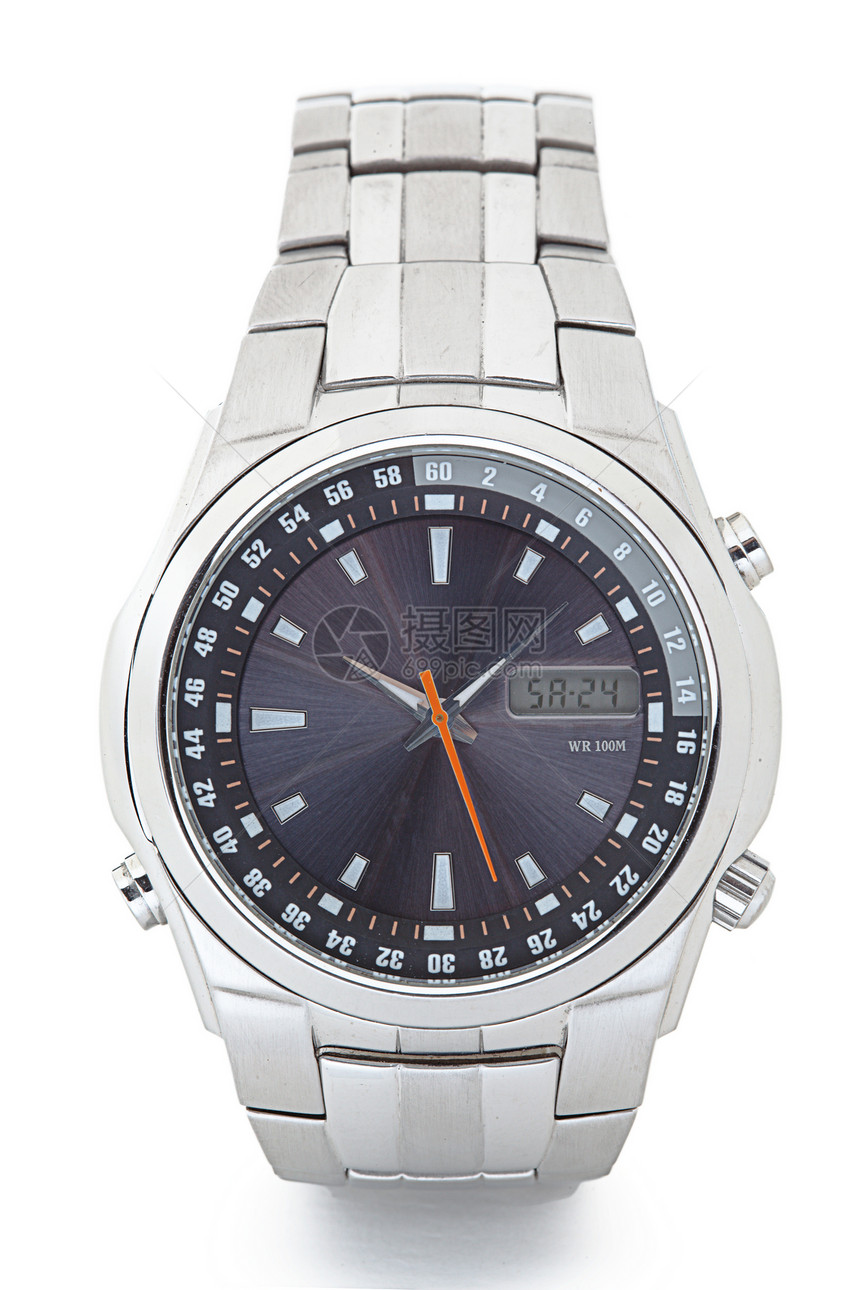 孤立的 wristwatch手表白色钟表奢华手腕金属图片