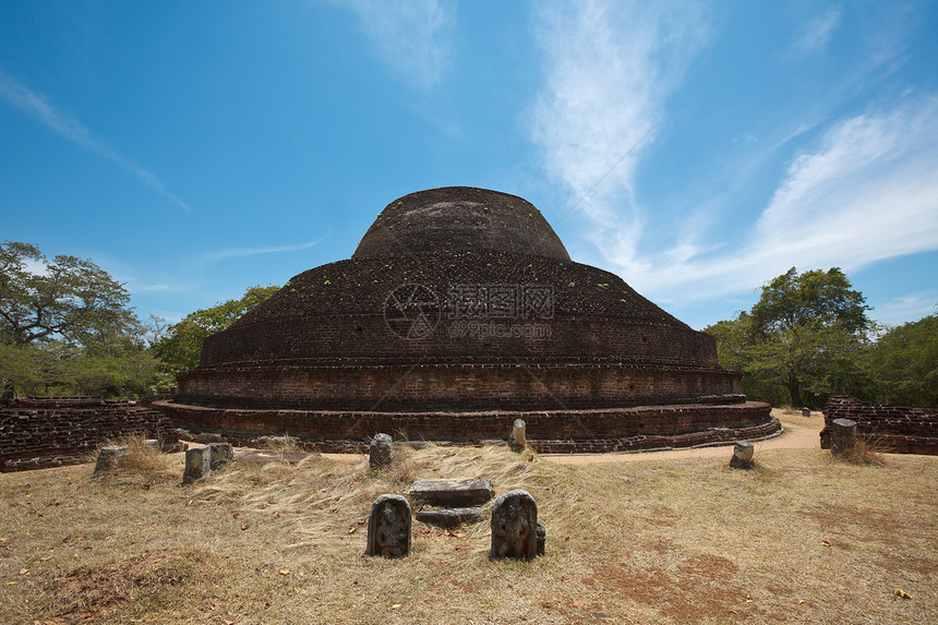 古老佛教教区stupe斯里兰卡寺庙废墟天空石头晴天遗迹佛教徒地标佛塔图片