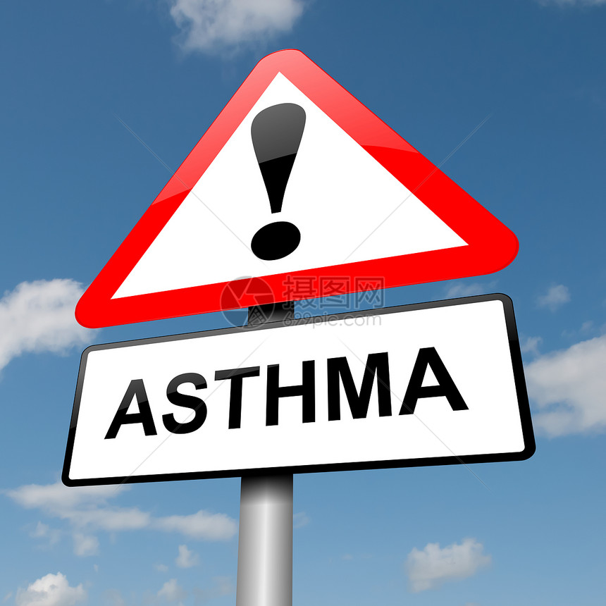哮喘概念药物预防卫生过敏蓝色保健警告插图喘息攻击图片