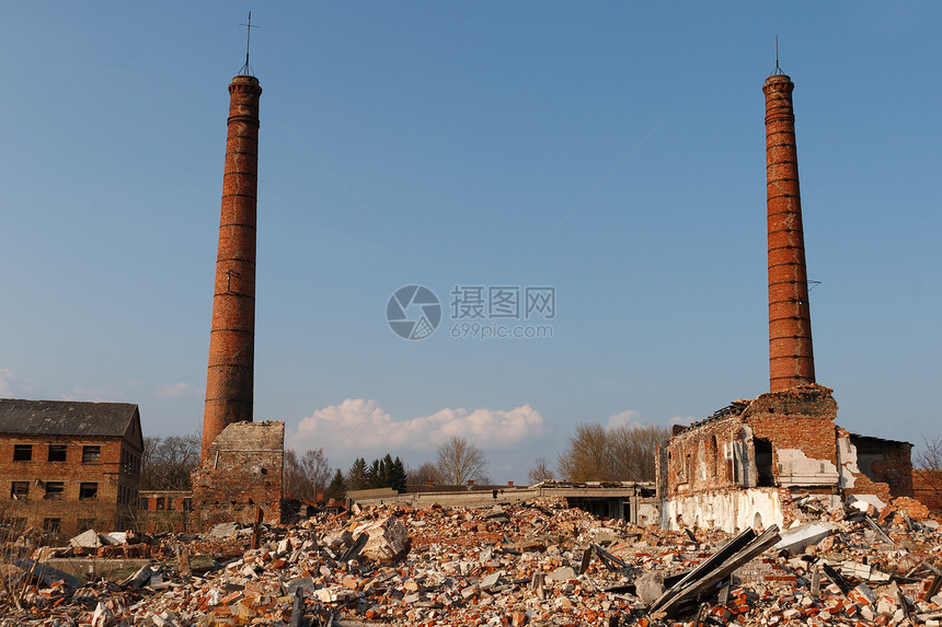 废弃工厂烟囱建筑学建筑废墟工业图片